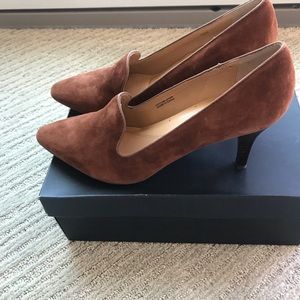 Brown suede pumps